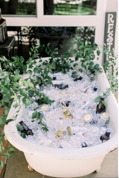 A roll top bath full of ice to keep your welcome drinks chilled.