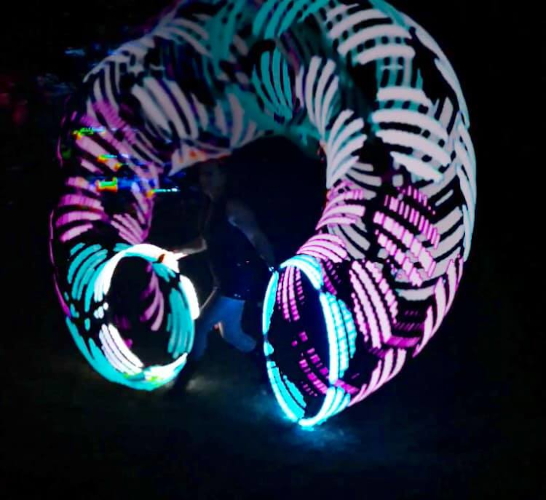 Lisa T creating amazing effects with her LED hulahoops | The 2 Lisas