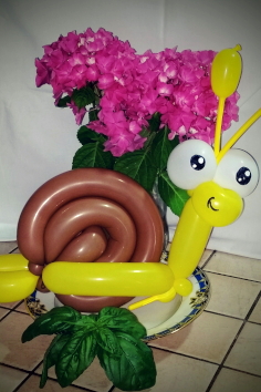 A snail made from ballonons by Totally Twisted Balloons.