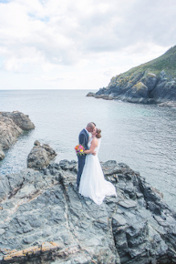 Real wedding - Newly wed couple on the Cornish coast.